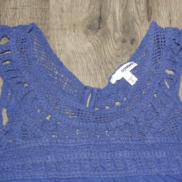 Sanoma - Blue Tank Blouse with Embroidered Shoulders - XL - Picture 2 of 4